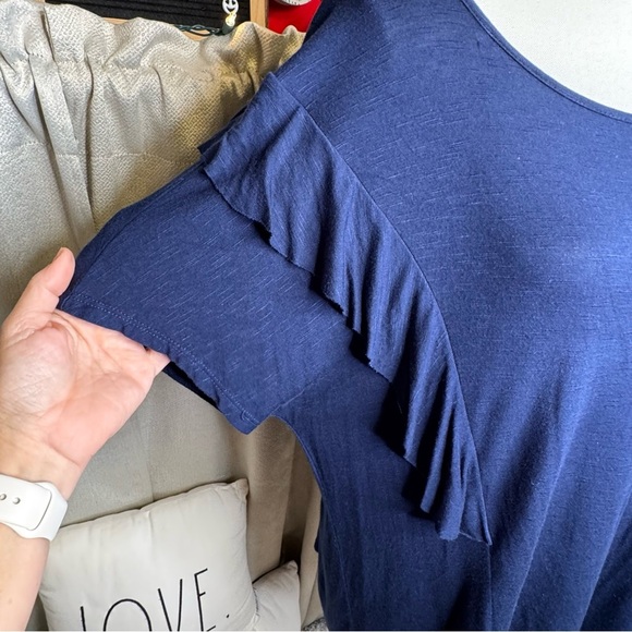 Blue Ruffle Short Sleeve Blouse - Size XL - Picture 3 of 7